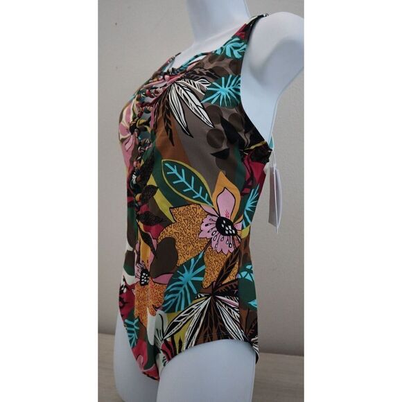 Bleu by Rod Beattie Sz 10 Multi Lace-Up Over-the-Shoulder 1-Piece Swimsuit $129 - Picture 9 of 16